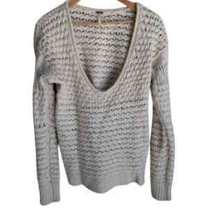 Free People Knit Crashing Waves Oversized Cream Sweater Womens Sz Small